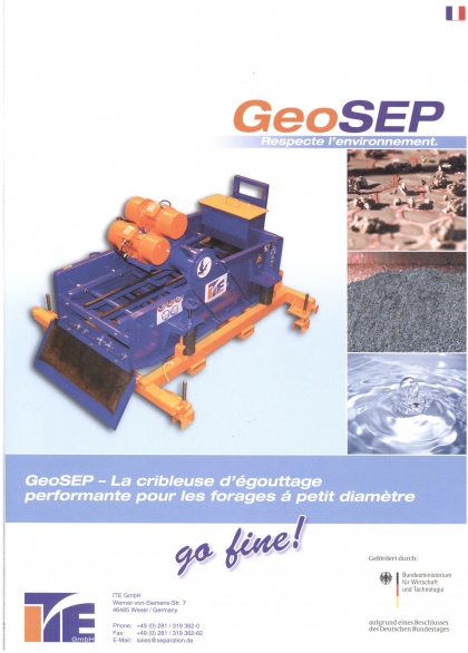 GeoSEP - cribleuse d'égouttage performante pour les forages à petit diamètre.